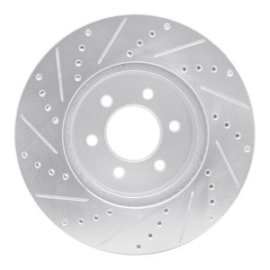 Dodge Durango Brake Rotor (1) - Front Right - R1 Concepts - Drilled & Slotted - Silver - 2003